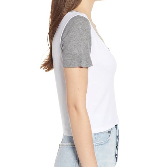 BP Baby Tee Contrast Sleeve Shrunken Top - Picture 7 of 9